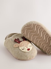 Neutral Christmas Reindeer Clog Slippers - Image 3 of 5