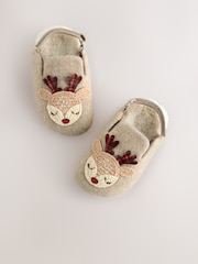 Neutral Christmas Reindeer Clog Slippers - Image 5 of 5