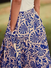 Blue/White Print Palazzo Trousers - Image 5 of 8