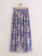 Blue/White Print Palazzo Trousers - Image 6 of 8