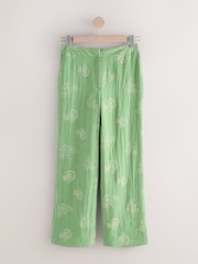 Green - Wide Leg Embossed Trousers - Image 5 of 7