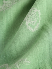 Green - Wide Leg Embossed Trousers - Image 6 of 7
