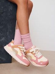 Muted Colourblock Lace-Up Trainers - Image 1 of 8