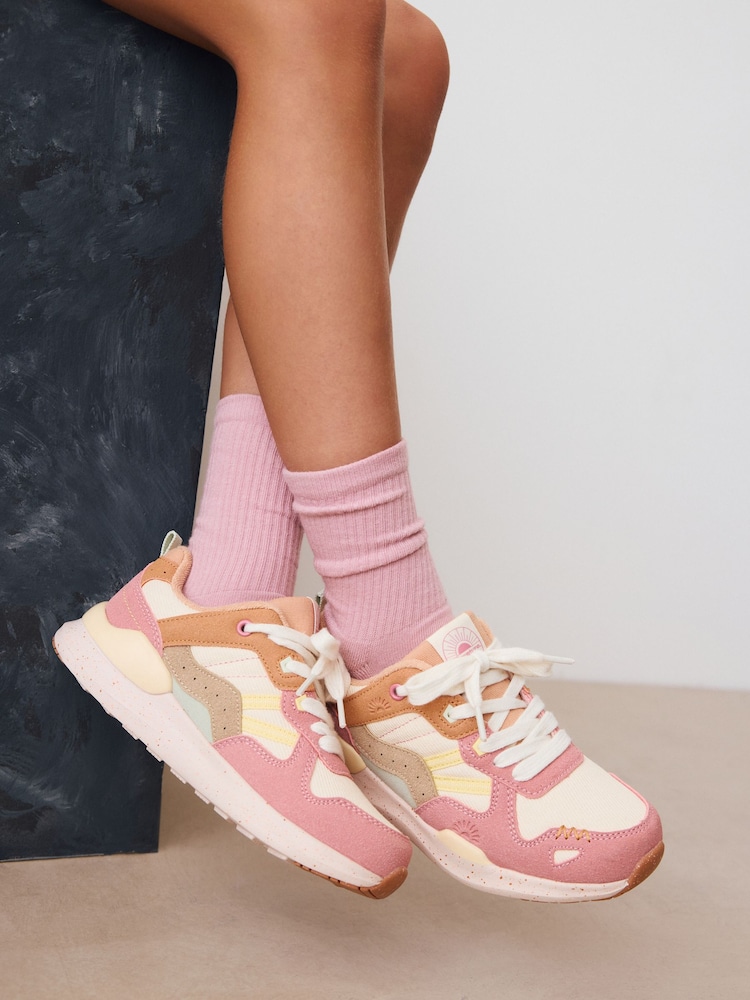 Muted Colourblock Lace-Up Trainers - Image 1 of 8