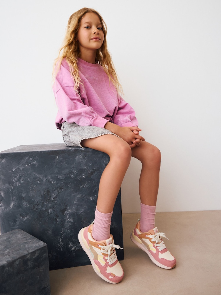 Muted Colourblock Lace-Up Trainers - Image 2 of 8