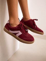 Burgundy Red Lace-Up Lifestyle Trainers - Image 1 of 9