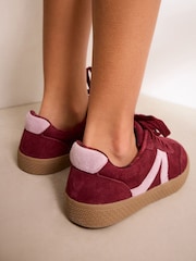 Burgundy Red Lace-Up Lifestyle Trainers - Image 2 of 9