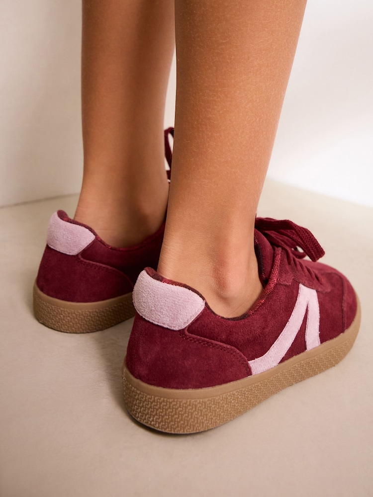 Burgundy Red Lace-Up Lifestyle Trainers - Image 2 of 9