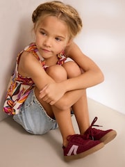 Burgundy Red Lace-Up Lifestyle Trainers - Image 3 of 9