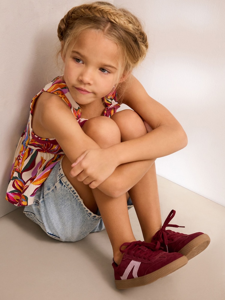 Burgundy Red Lace-Up Lifestyle Trainers - Image 3 of 9