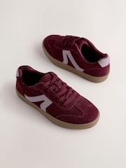 Burgundy Red Lace-Up Lifestyle Trainers - Image 6 of 9
