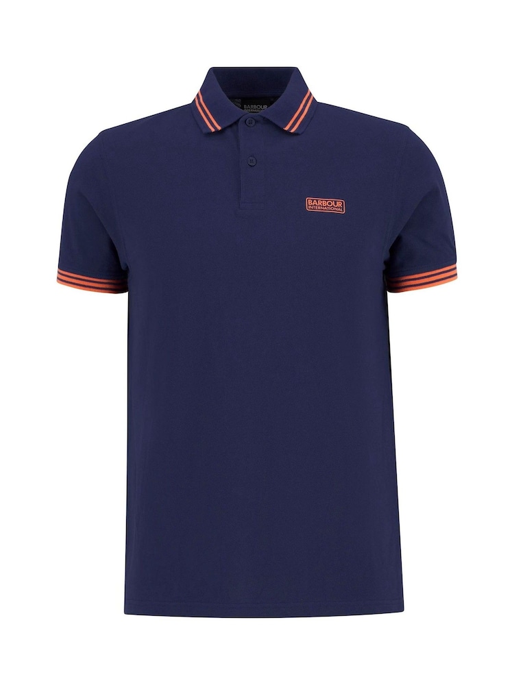 Barbour® International Blue Calibrated 100% Cotton Polo Shirt - Image 5 of 5