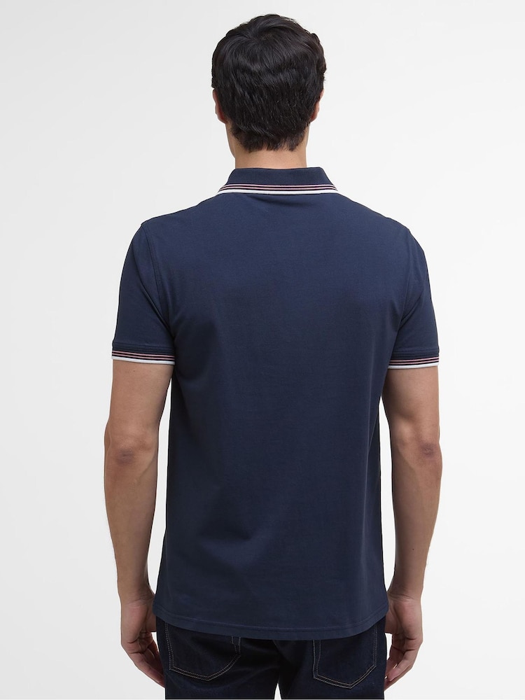 Barbour® International Blue Ethan 100% Cotton Polo Shirt - Image 2 of 5