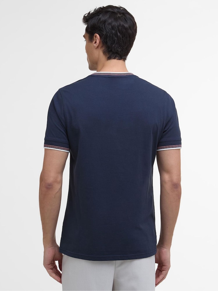 Barbour® International Blue Ethan Tipped 100% Cotton T-Shirt - Image 2 of 5