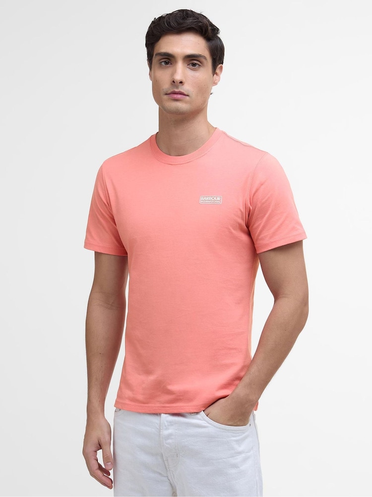 Barbour® International Pink Chest Logo 100% Cotton T-Shirt - Image 1 of 5