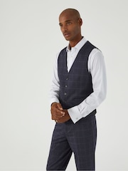Skopes Grey Single Breasted Thoresby Ultimate Comfort Check Suit Waistcoat - Image 1 of 5