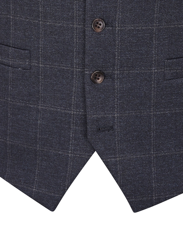 Skopes Grey Single Breasted Thoresby Ultimate Comfort Check Suit Waistcoat - Image 5 of 5