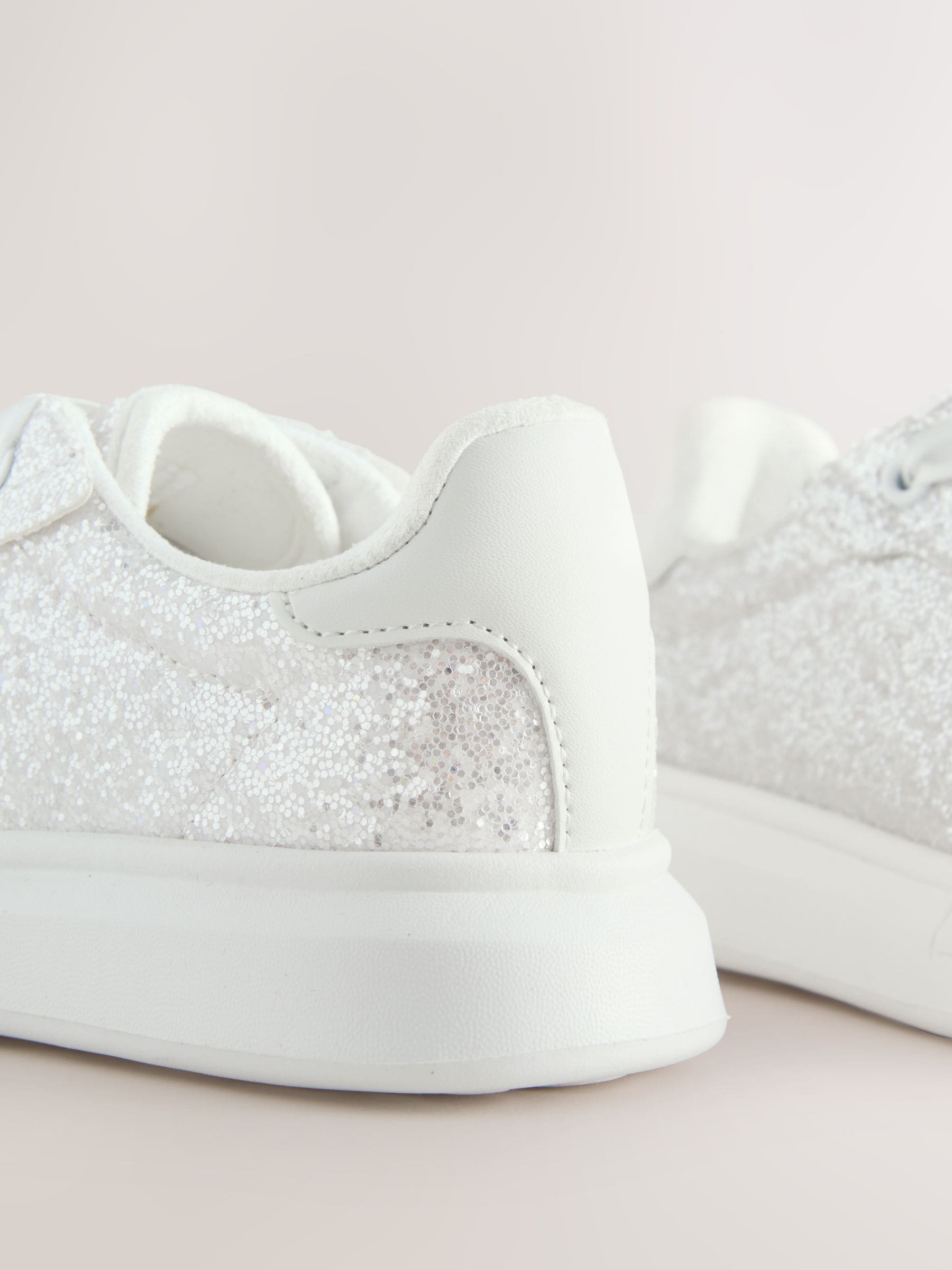 Buy White Glitter Lace Up Trainers from Next USA