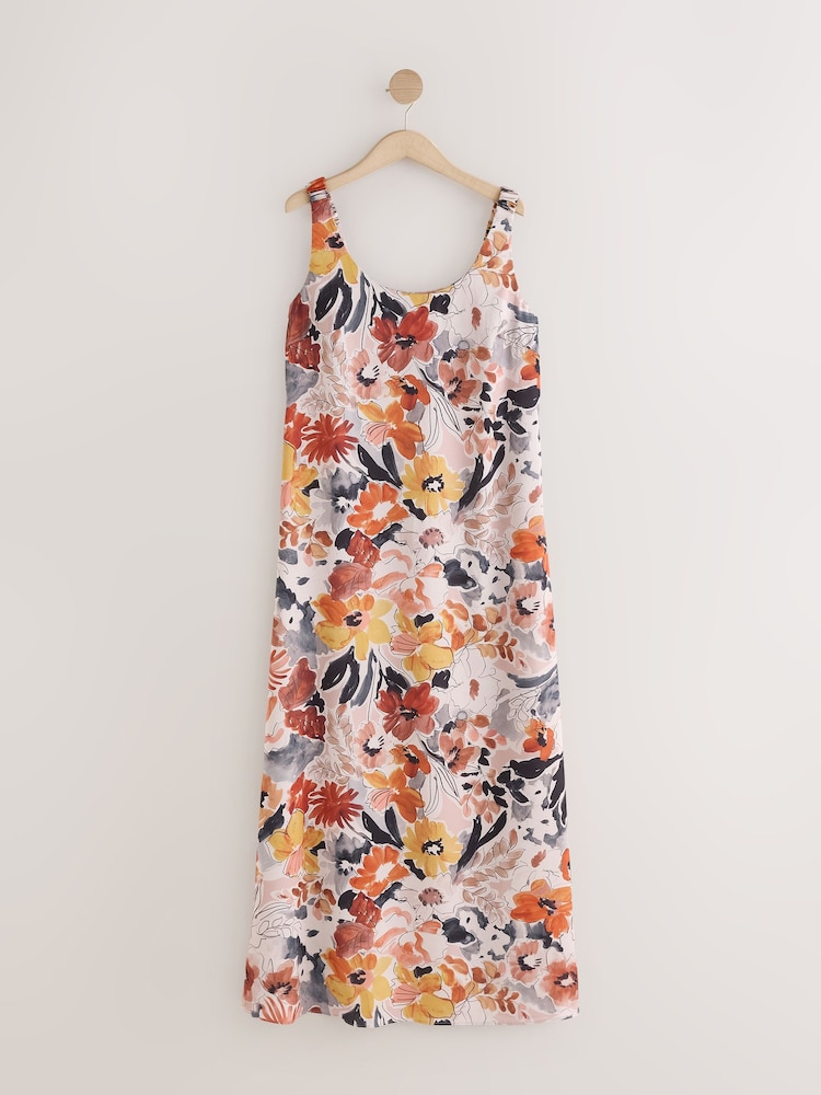 Rust Brown Elastic Strap Slip Dress - Image 1 of 2