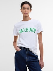 Barbour® White Bailey Varsity 100% Cotton T-Shirt - Image 1 of 4
