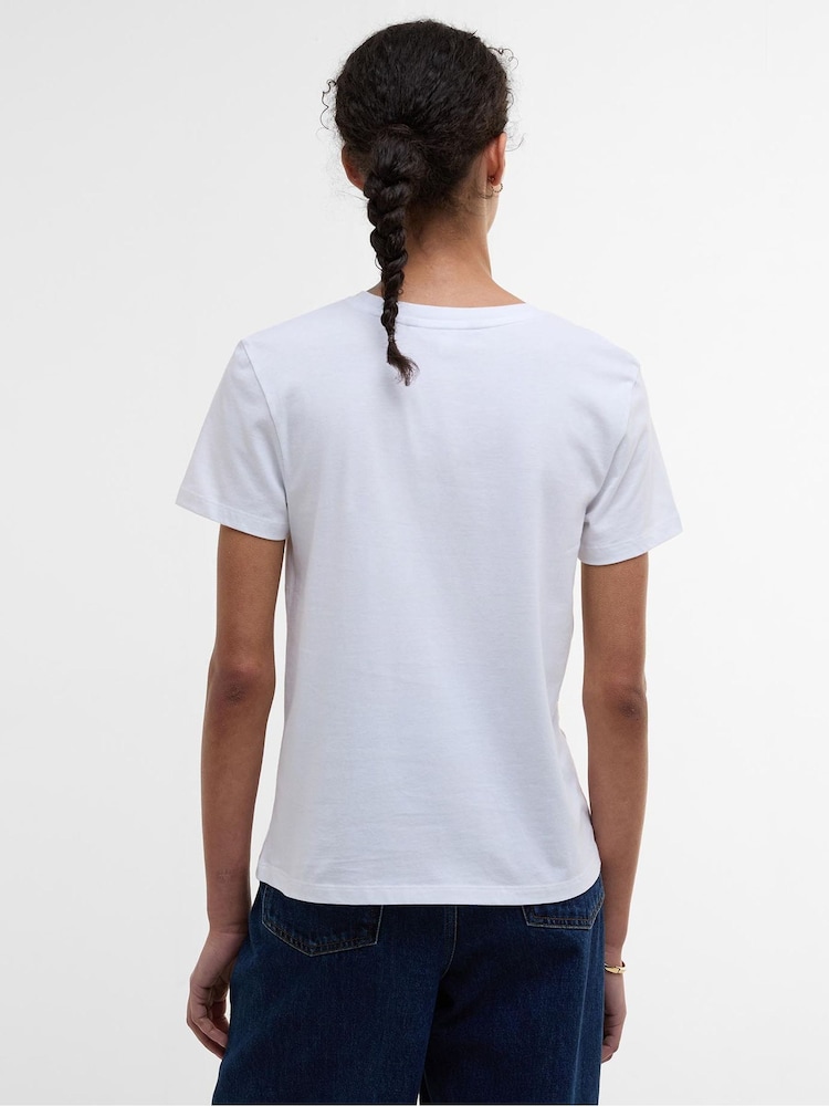Barbour® White Bailey Varsity 100% Cotton T-Shirt - Image 2 of 4