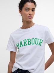 Barbour® White Bailey Varsity 100% Cotton T-Shirt - Image 3 of 4