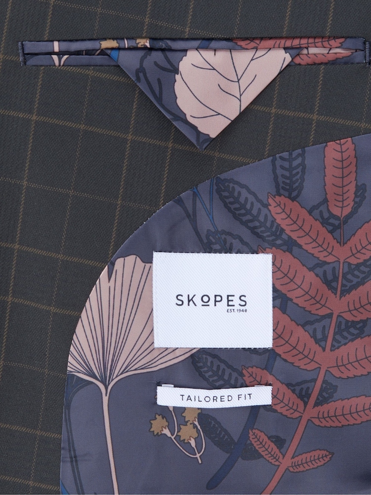 Skopes Green Casey Suit Tailored Jacket Windowpane Check - Image 5 of 5