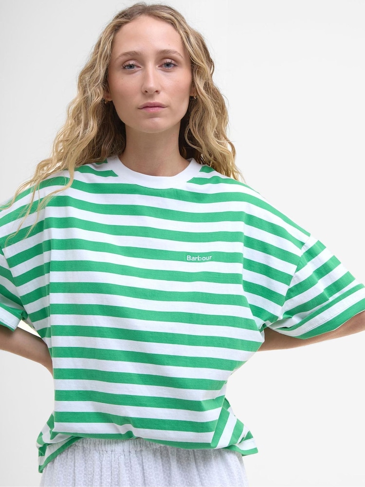 Barbour® Green Oversized Abby Stripe Top - Image 1 of 5