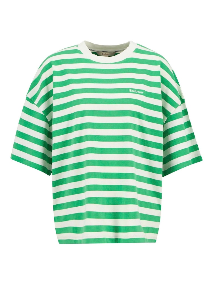 Barbour® Green Oversized Abby Stripe Top - Image 5 of 5