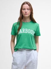 Barbour® Green Bailey Varsity 100% Cotton T-Shirt - Image 1 of 4