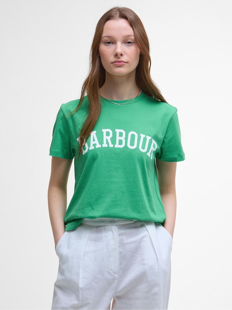 Barbour® Green Bailey Varsity 100% Cotton T-Shirt - Image 1 of 4 Barbour® Green Bailey Varsity 100% Cotton T-Shirt - Image 1 of 4