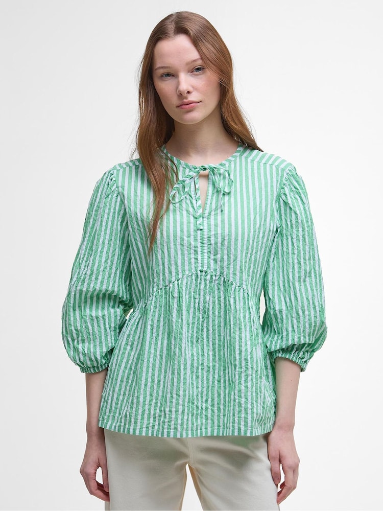 Barbour® Green Daison Seersucker Stripe Top - Image 1 of 5