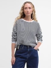 Barbour® Blue Marine Stripe Knitted 100% Cotton Jumper - Image 1 of 5