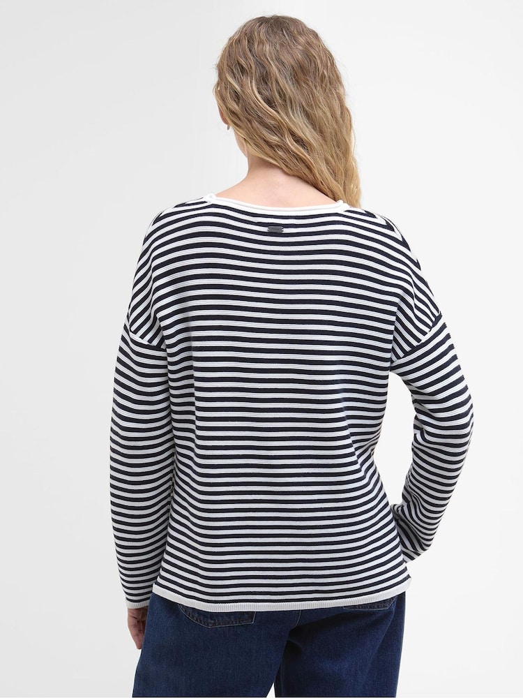 Barbour® Blue Marine Stripe Knitted 100% Cotton Jumper - Image 2 of 5
