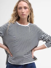 Barbour® Blue Marine Stripe Knitted 100% Cotton Jumper - Image 3 of 5