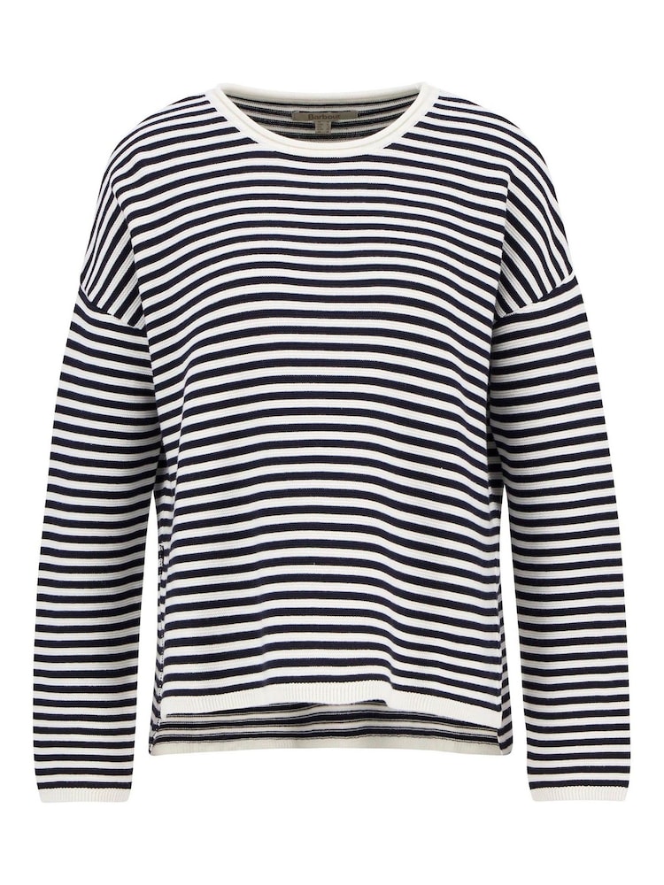 Barbour® Blue Marine Stripe Knitted 100% Cotton Jumper - Image 5 of 5