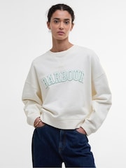 Barbour® Natural Silverdale Varsity 100% Cotton Sweatshirt - Image 1 of 5