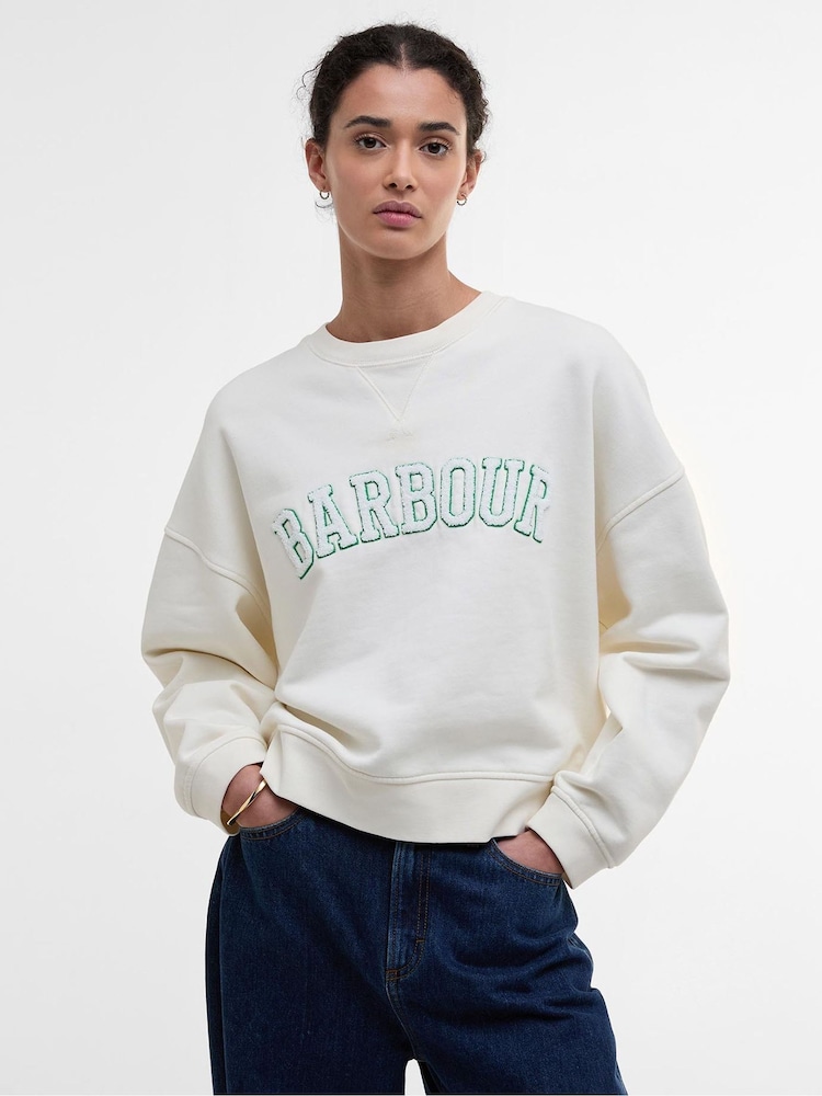 Barbour® Natural Silverdale Varsity 100% Cotton Sweatshirt - Image 1 of 5