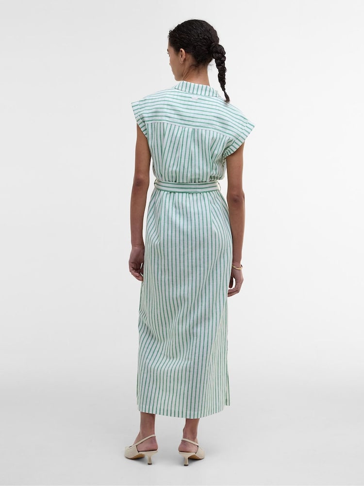 Barbour® Green Abby Midi Dress - Image 2 of 5 Barbour® Green Abby Midi Dress - Image 2 of 5