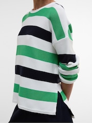 Barbour® Green Marine Stripe Knitted 100% Cotton Jumper - Image 4 of 5
