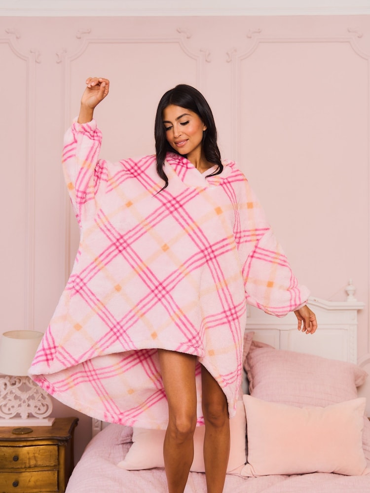 Jim Jam the Label Oversized Pink Check Hoodie - Image 1 of 1