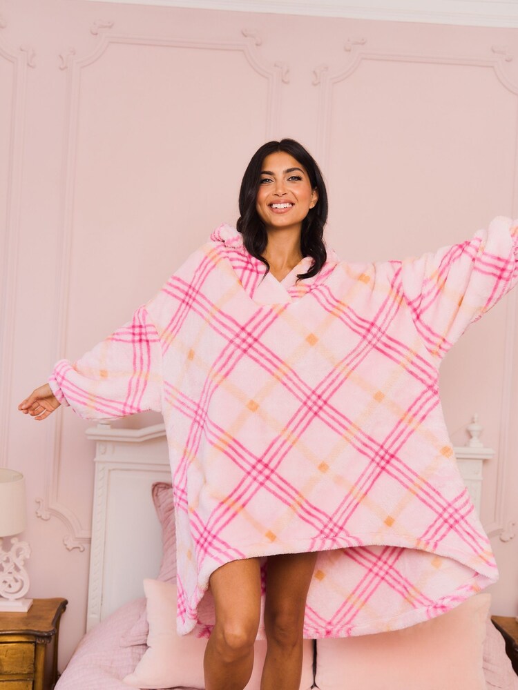 Jim Jam the Label Oversized Pink Check Hoodie - Bild 10 von 10