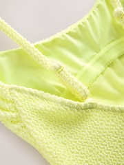 self. Lime Green Crinkle High Leg Tummy Control Scoop Swimsuit - Image 4 of 4