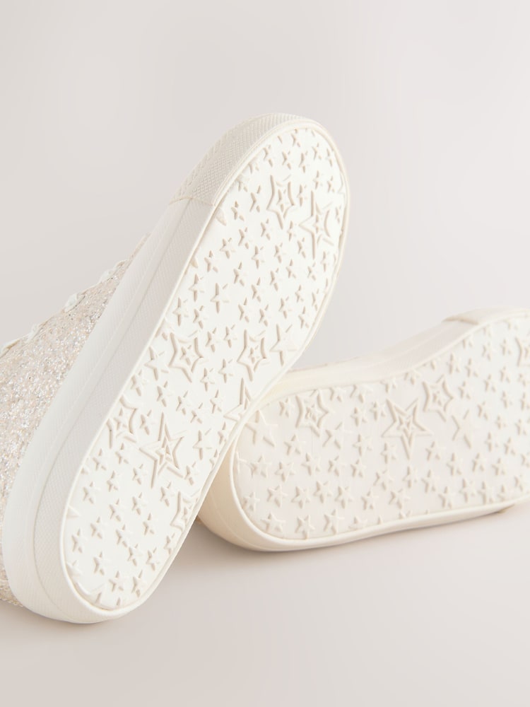 Ivory Glitter Standard Fit (F) Lace-Up High Top Trainers - Image 5 of 5 Ivory Glitter Standard Fit (F) Lace-Up High Top Trainers - Image 5 of 5