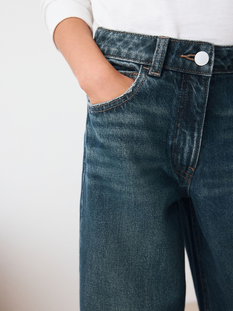 Dark Blue Turn Up Wide Leg Jeans (3-16yrs) - Image 5 of 5