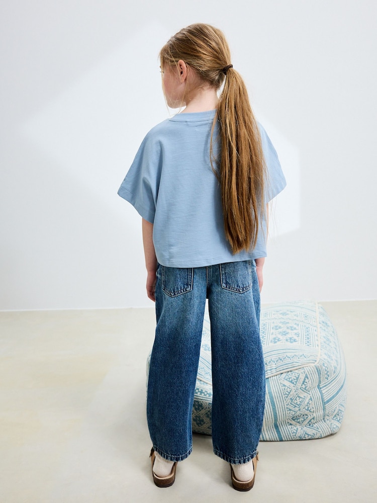 Mid Blue Denim Barrel Jeans (3-16yrs) - Image 2 of 10