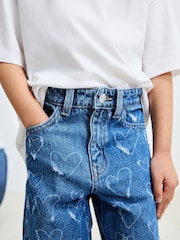 Mid Blue Denim Heart Straight Leg Jeans (3-16yrs) - Image 6 of 6