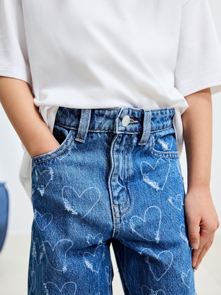 Mid Blue Denim Heart Straight Leg Jeans (3-16yrs) - Image 6 of 6