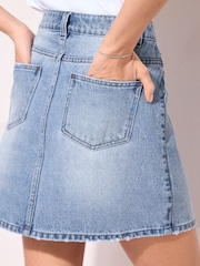Friends Like These Mid Blue 100% Cotton Denim Mini Skirt - Image 3 of 4