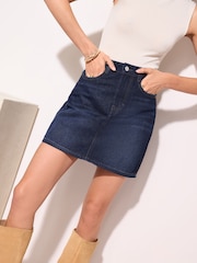 Friends Like These Rinse Blue 100% Cotton Denim Mini Skirt - Image 3 of 4